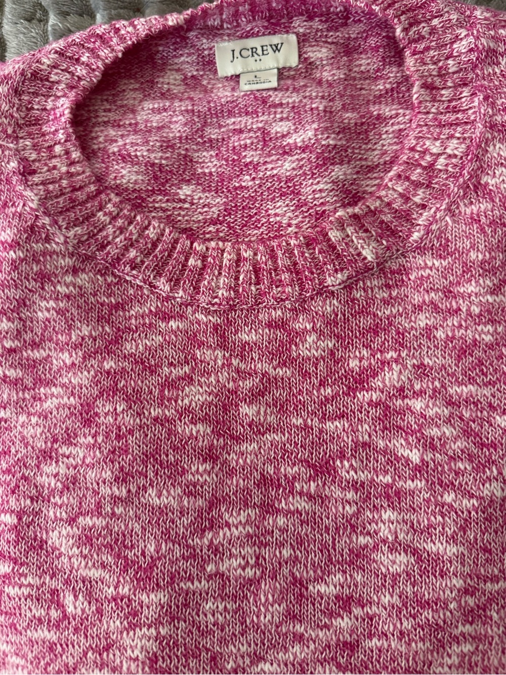 J.Crew Pink Marled Crew Sweater